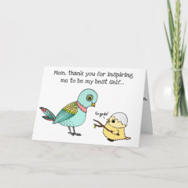 Cartão Funny Colorful Bird Cartoon Happy Mother's Day