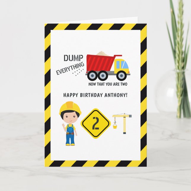 Cartão Funny Construction Birthday Greeting (Frente)