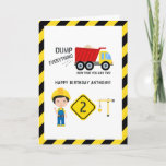 Cartão Funny Construction Birthday Greeting<br><div class="desc">Fun construction birthday party greetings card with a simplistic black and white layout customizable to your event specifics. Graphics by PremiumClipart.</div>