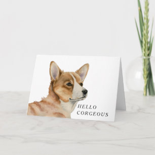 Cartão Funny Corgi Dog Pun   Hello Corgeous
