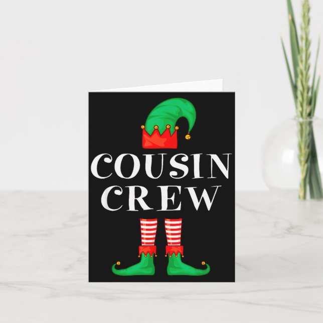 Cartão Funny Cousin Crew Elf Christmas Elf Cousin Sweater (Frente)