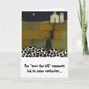Cartão funny cow birthday humorous over the hill