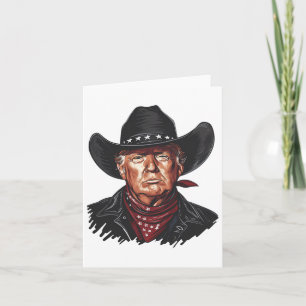 Cartão Funny Cowboy Western Donald Trump Nos Flag 2024 El