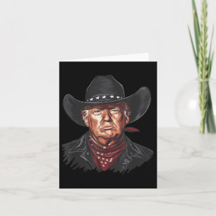 Cartão Funny Cowboy Western Donald Trump Us Flag 2024