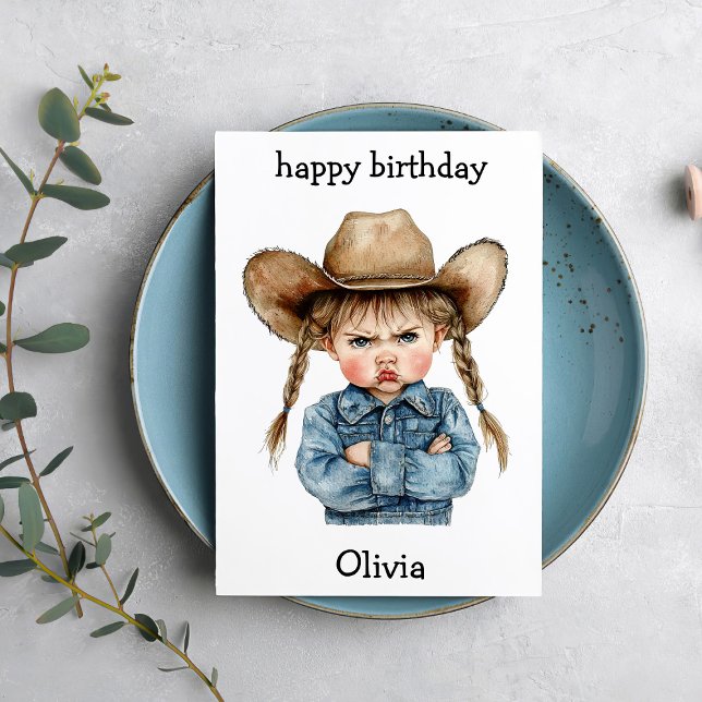 Cartão Funny Cowgirl Baby Birthday Card (Criador carregado)