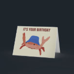 Cartão Funny Crab Wearing a Beach Hat Shellfish Birthday<br><div class="desc">With it's funny (but corny) "It's Your Birthday You're Allowed to Be Shellfish" message and it's cute illustration of a crab wearing a bucket shaped beach hat this greeting card is perfect for beach lovers and summer birthdays. Want a different message on this card? All the text on this card...</div>