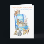 Cartão Funny Crazy Cat Lady Birthday Card - Look Inside!<br><div class="desc">Super fun and wonderfully illustrated (watercolors) crazy cat lady birthday card featuring 10 purebred cats! Look inside for more adorable birthday cat themed artwork. There are text template fields you can personalize inside and outside of this colorful card as you say Happy Birthday to the crazy cat lady in your...</div>