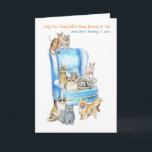 Cartão Funny Crazy Cat Lady Birthday Card - Look Inside!<br><div class="desc">Super fun and wonderfully illustrated (watercolors) crazy cat lady birthday card featuring 10 purebred cats! Look inside for more adorable birthday cat themed artwork. There are text template fields you can personalize inside and outside of this colorful card as you say Happy Birthday to the crazy cat lady in your...</div>