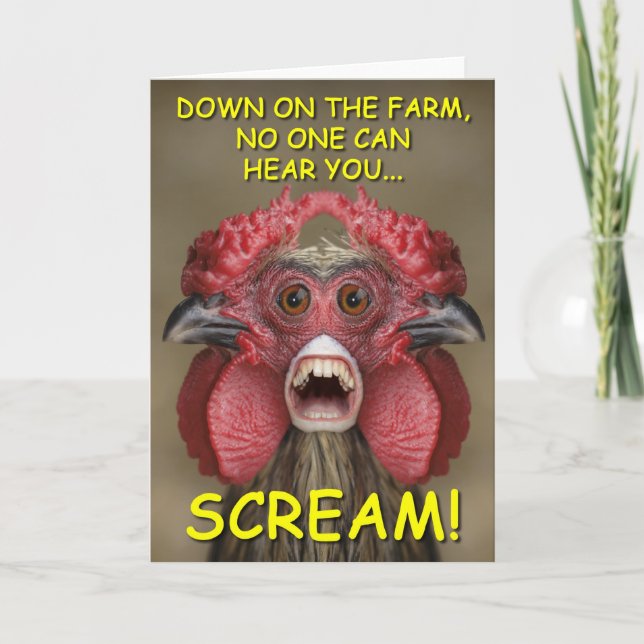 Cartão Funny Creepy Chicken Monster Greeting Card (Frente)