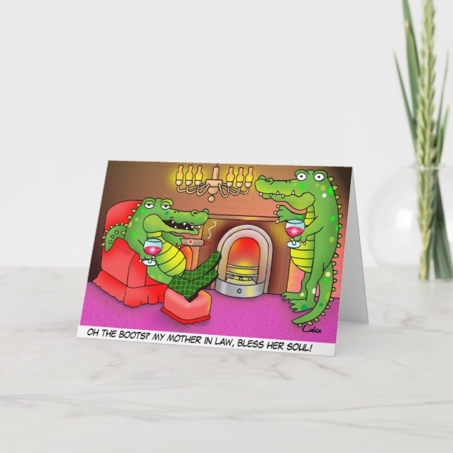 Cartão Funny crocodile Mother in Law greetings card (Frente)