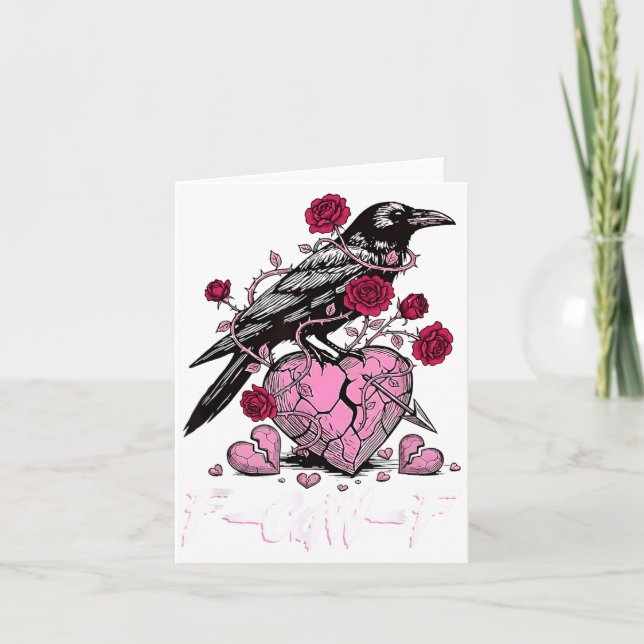 Cartão Funny Crow F-caw-f Valentines Day Black Bird Fcawf (Frente)