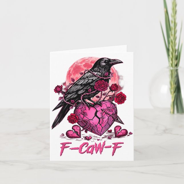 Cartão Funny Crow F-caw-f Valentines Day Black Bird Fcawf (Frente)