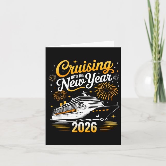 Cartão Funny Cruising Into 2026 New Year Matching Family  (Frente)