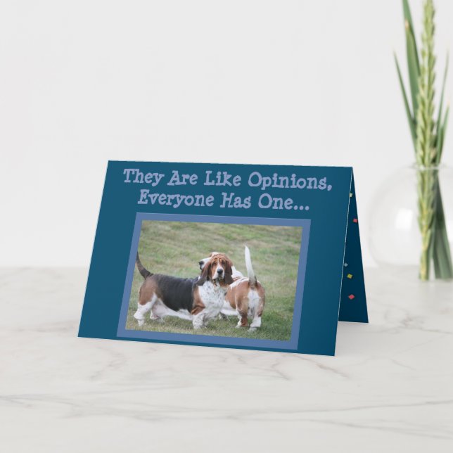 Cartão Funny & Cute Birthday Card With Basset Hounds (Frente)