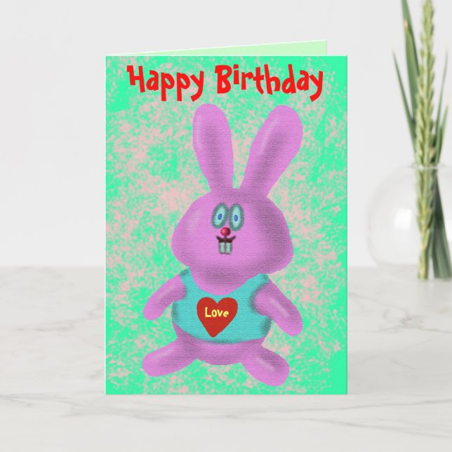 Cartão Funny cute bunny Happy Birthday card (Frente)