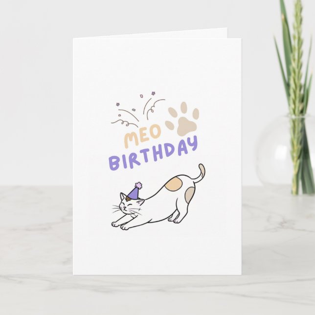 Cartão Funny cute cat birtday card (Frente)