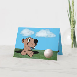 Cartão Funny, Cute Gopher & Golf Ball Father's Day Card