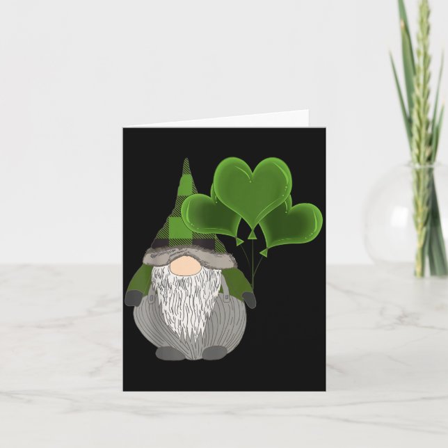 Cartão Funny Cute Irish Gnome St Patricks Day Heart Ballo (Frente)