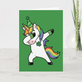 Cartão Funny Dabbing Rainbow Unicorn St Patricks Day