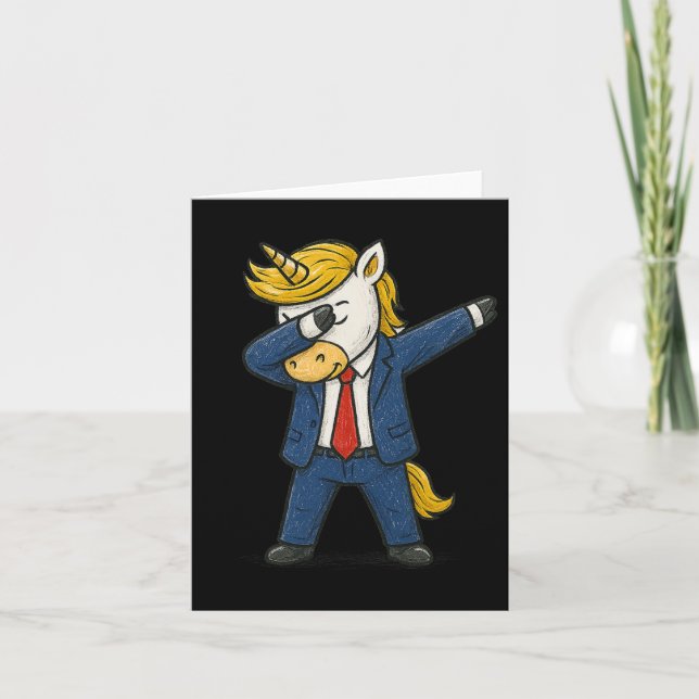 Cartão Funny Dabbing Unicorn Trump Patriótico Dab Pose Us (Frente)