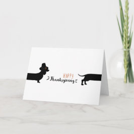 Cartão Funny Dachshund with pilgrim hat halloween