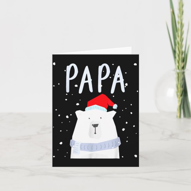 Cartão Funny Dad Bear Christmas Saint Hat Couples Family  (Frente)
