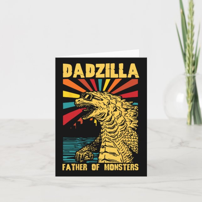Cartão Funny Dadzilla Pai Dos Monstros Vintage Fath (Frente)