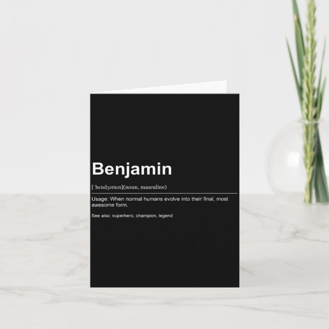 Cartão Funny Definition Quote For The Name Benjamin _  (Frente)
