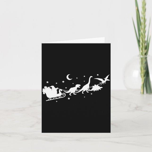 Cartão Funny Dinosaur Santa Sleigh Xmas Pajamas For Famil (Frente)