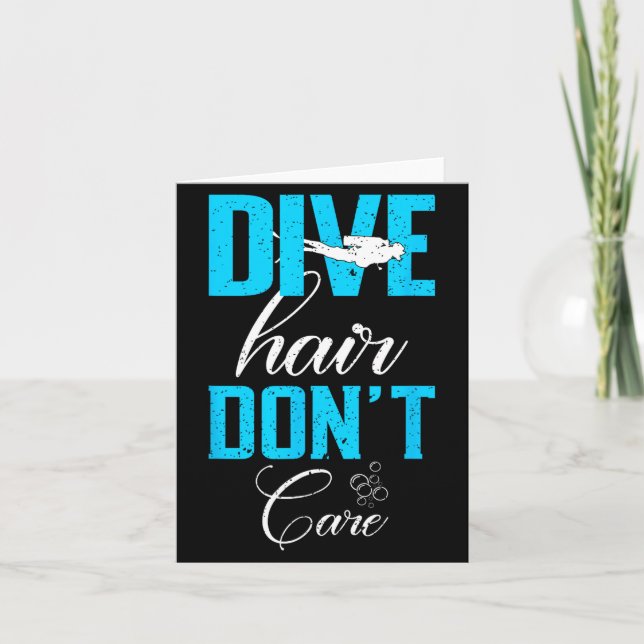 Cartão Funny Diving Design Of Dive Hair Don't Care For Fu (Frente)