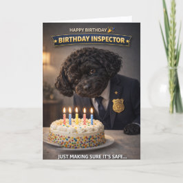 Cartão Funny Dog Birthday Card Cake Inspector Cockapoo