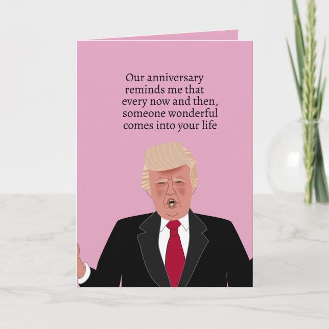 Cartão Funny Donald Trump Cartoon Feliz Aniversário Espos (Frente)