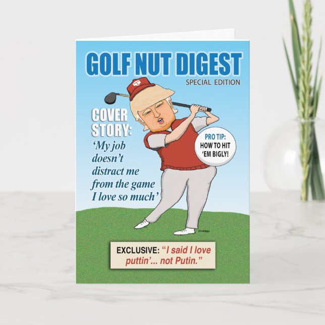 Cartão Funny Donald Trump Golf Nut Aniversário (Frente)