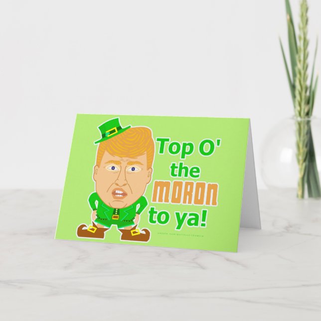 Cartão Funny Donald Trump Leprechaun (Frente)