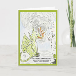 Cartão Funny Dragon "Health & Safety" Greeting Card