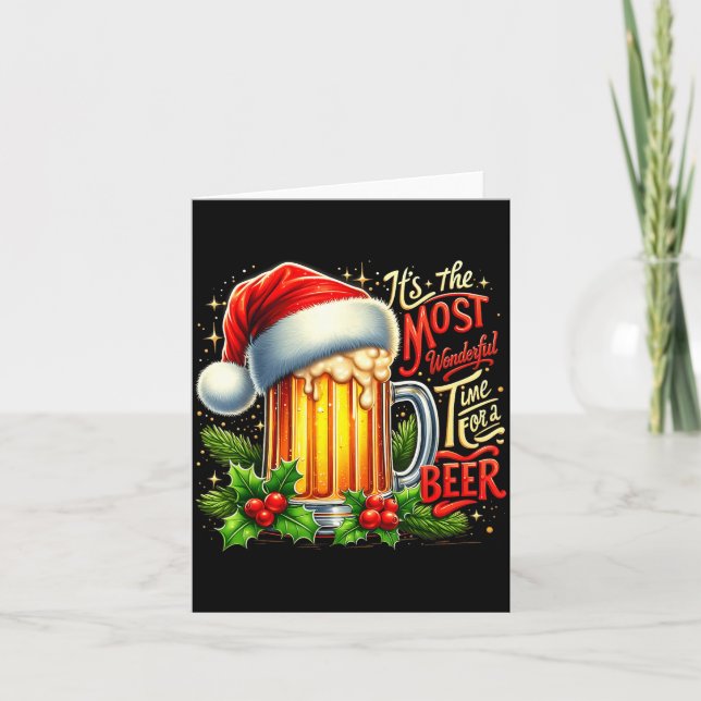 Cartão Funny Drinking Christmas Santa Beer Lovers Trend N (Frente)