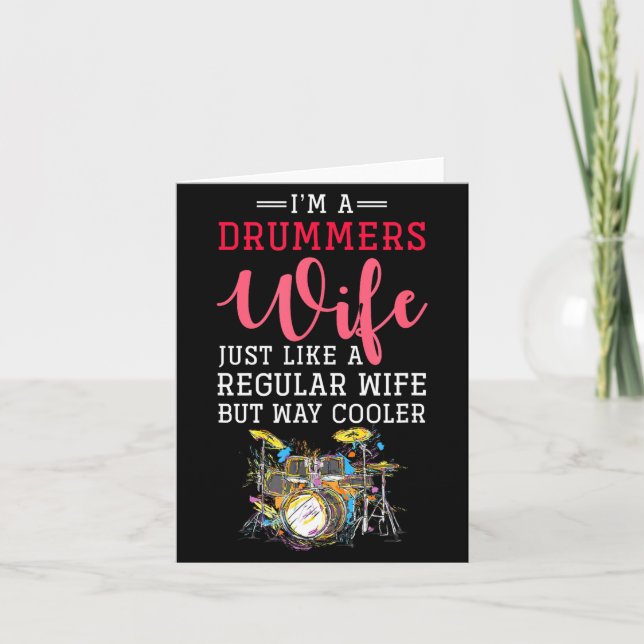 Cartão Funny Drummers Wife Valentines Day Gift Drums  (Frente)