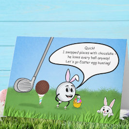 Cartão Funny Easter Golf Ball Easter Egg Hunt Humor