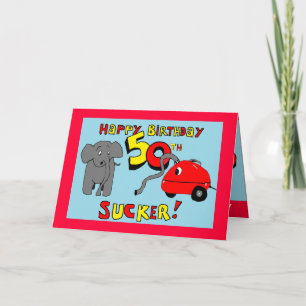Cartão funny elephant 50th birthday card