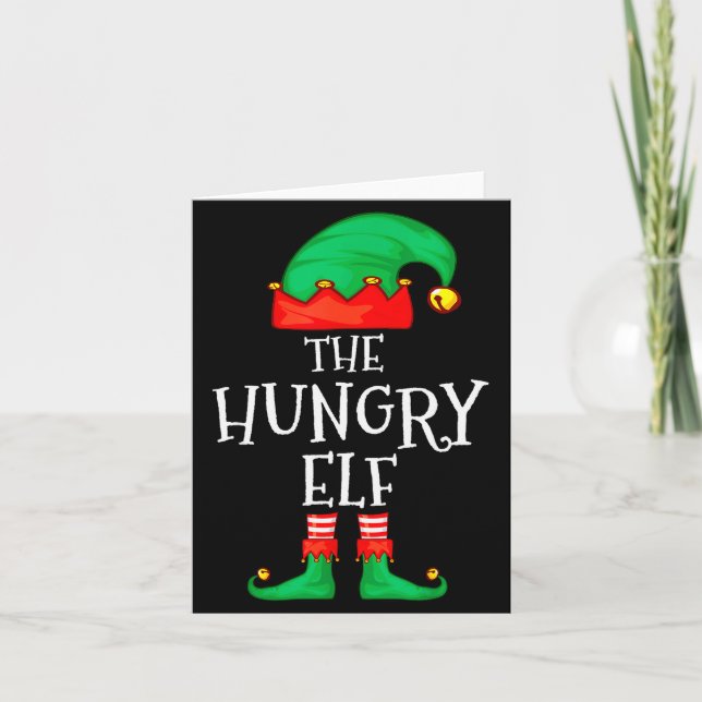 Cartão Funny Elf Family Christmas The Hungry Elf Sweater  (Frente)