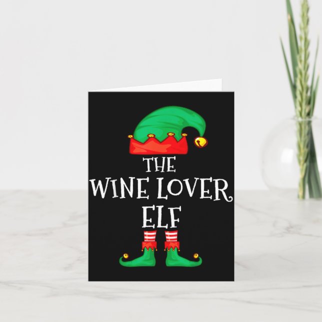 Cartão Funny Elf Family Christmas The Wine Lover Elf Men  (Frente)
