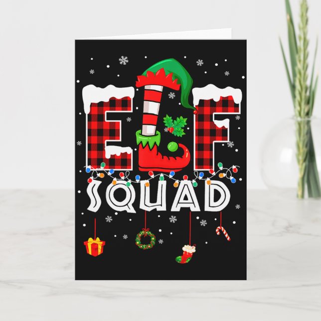 Cartão Funny Elf Squad Christmas Family Matching Pajamas  (Frente)