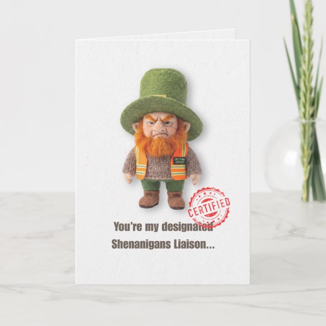 Cartão Funny Emotional Support Leprechaun Card (Frente)