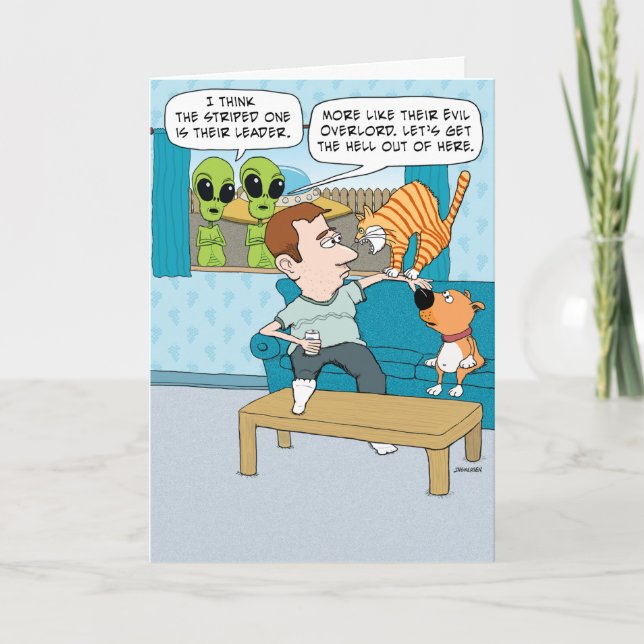 Cartão Funny Evil Cat Birthday Card (Frente)