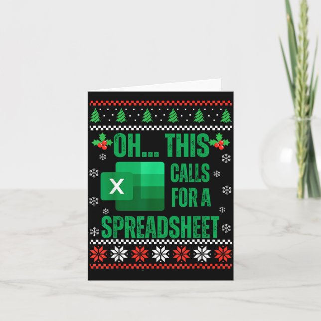 Cartão Funny Excel Spreadsheets Christmas Sweater Lover A (Frente)