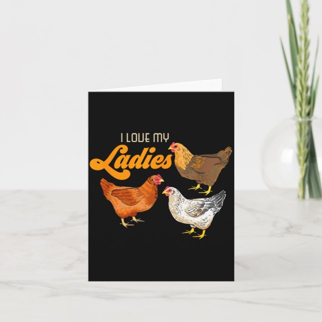 Cartão Funny Farmer Gift - I Love My Ladies Chicken  (Frente)