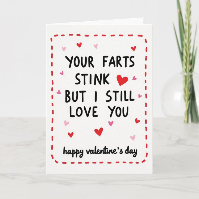 Cartão Funny Farts Stink Valentines Love Card (Frente)