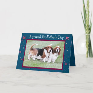 Cartão Funny "Father's Day" Card w/Basset Hounds & Stars