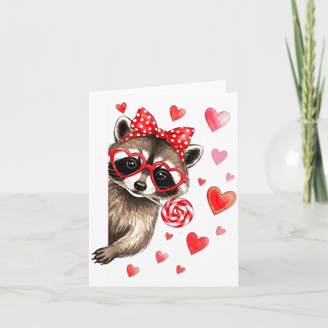 Cartão Funny Feral Raccoon Valentine's Day Sarcastic Humo (Frente)