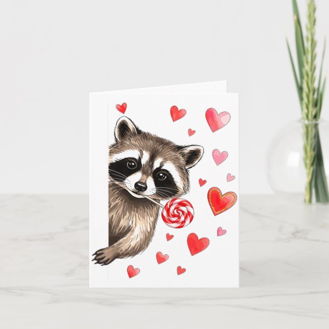 Cartão Funny Feral Raccoon Valentine's Day Sarcastic Humo (Frente)